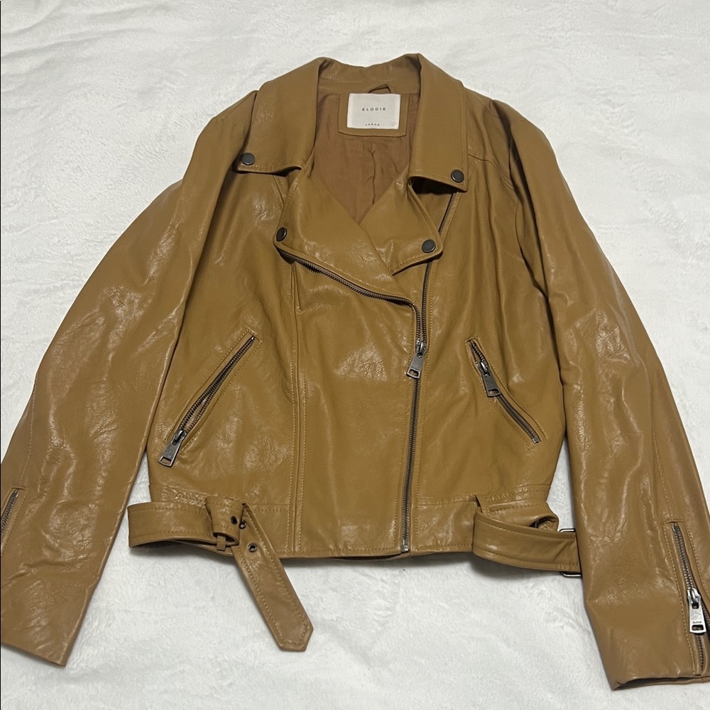Elodie Tan Leather Jacket